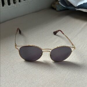 PRADA women's sunglasses original W/ serial number used , golden frame W/ box's